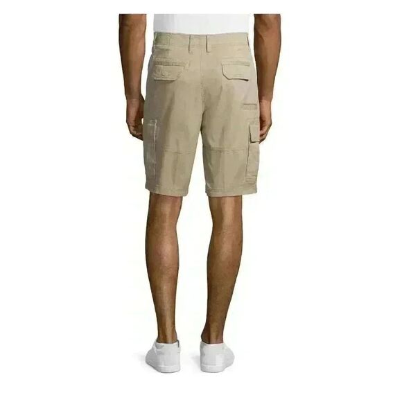 George Men's Tan Stone Wash Cotton/Spandex Cargo At the Knee Shorts NEW - Picture 4 of 10
